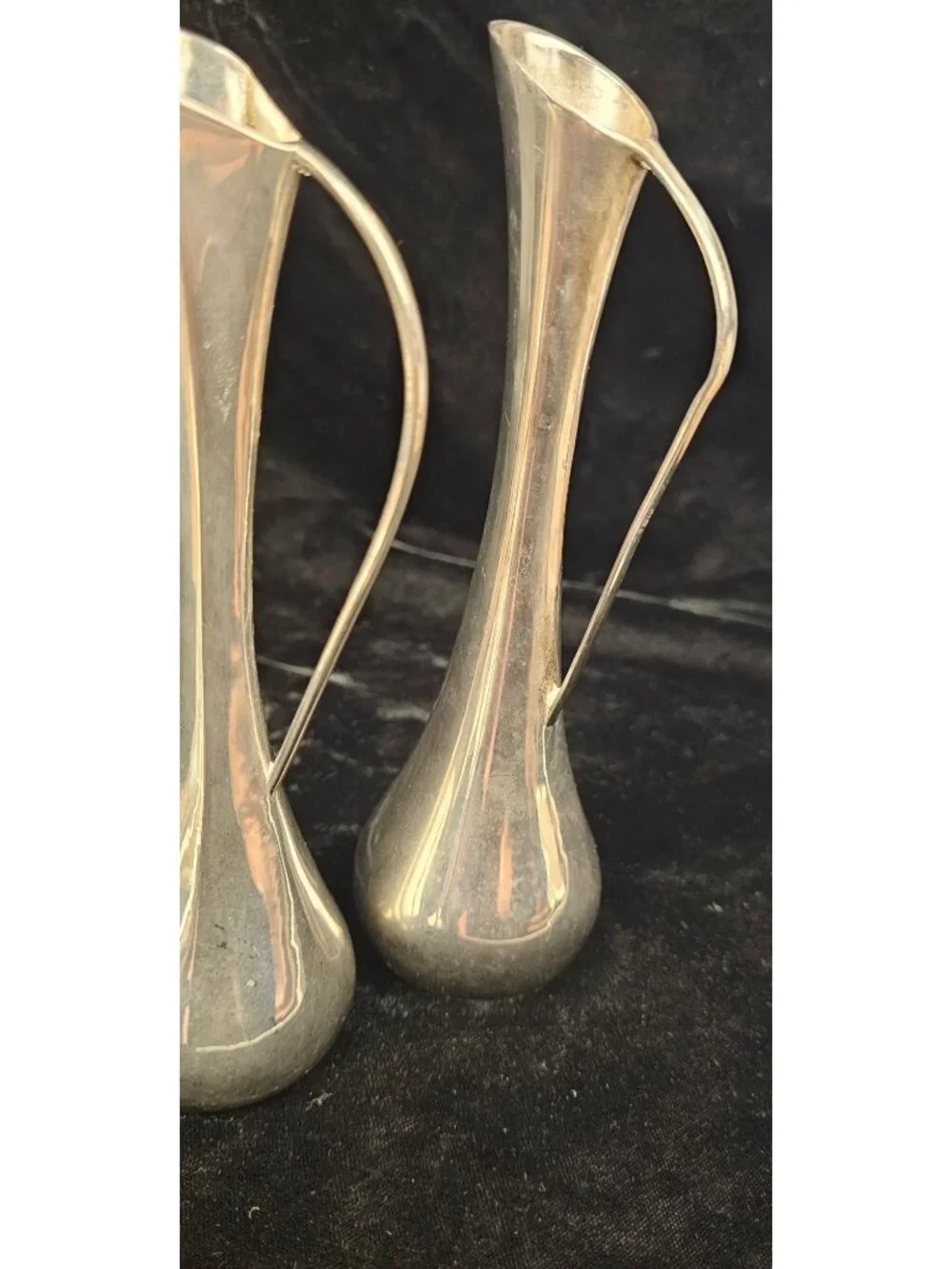 Pair Of Vintage Silver-Plated Bud Vases With Elegant Handles And Tapered Design